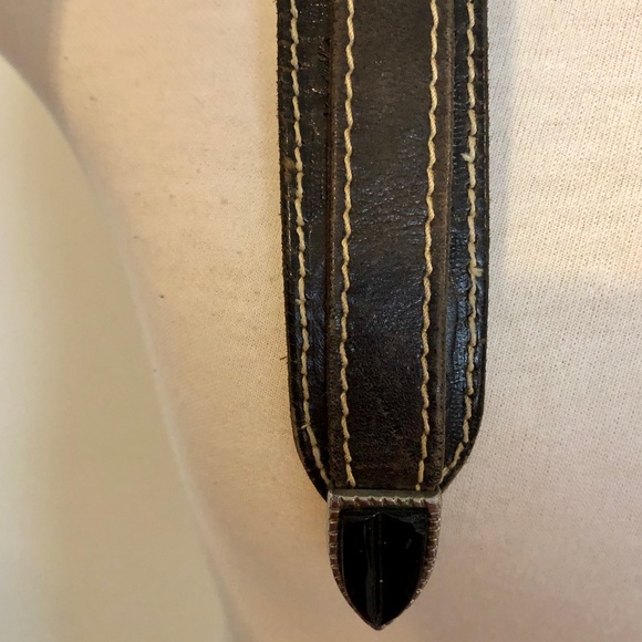 Dark-Brown Vintage Italian Tooled Leather Belt - Picture 5 of 9